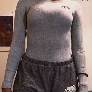 Grey bodysuit with rainbow